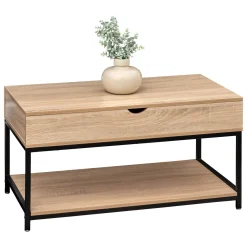5five Table basse plateau relevable, Effet chêne naturel