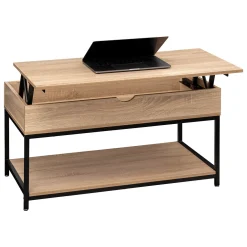 5five Table basse plateau relevable, Effet chêne naturel