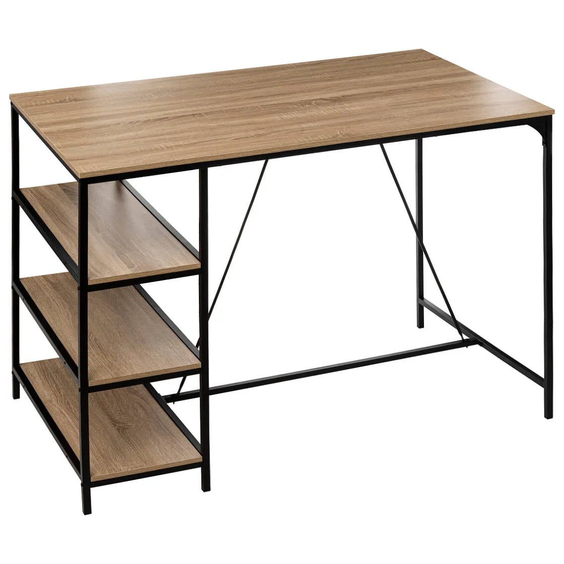 5five Table de bar et 4 tabourets, Effet chêne naturel