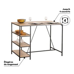 5five Table de bar et 4 tabourets, Effet chêne naturel