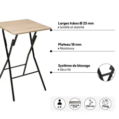 5five Table de bar pliante 2 places, Effet bois