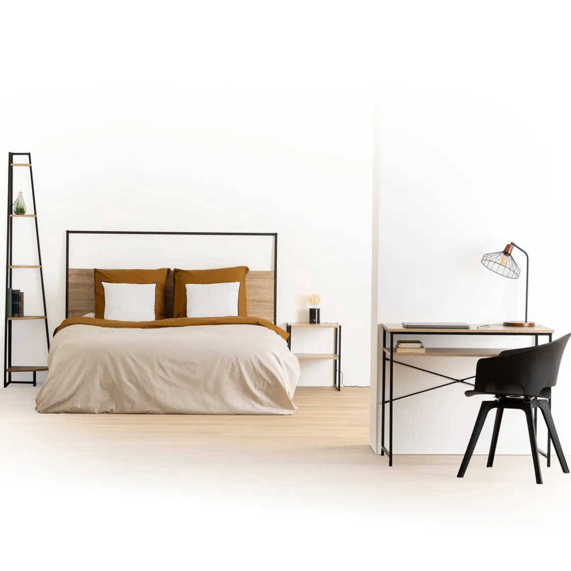 5five Table de chevet 2 étagères, Effet bois