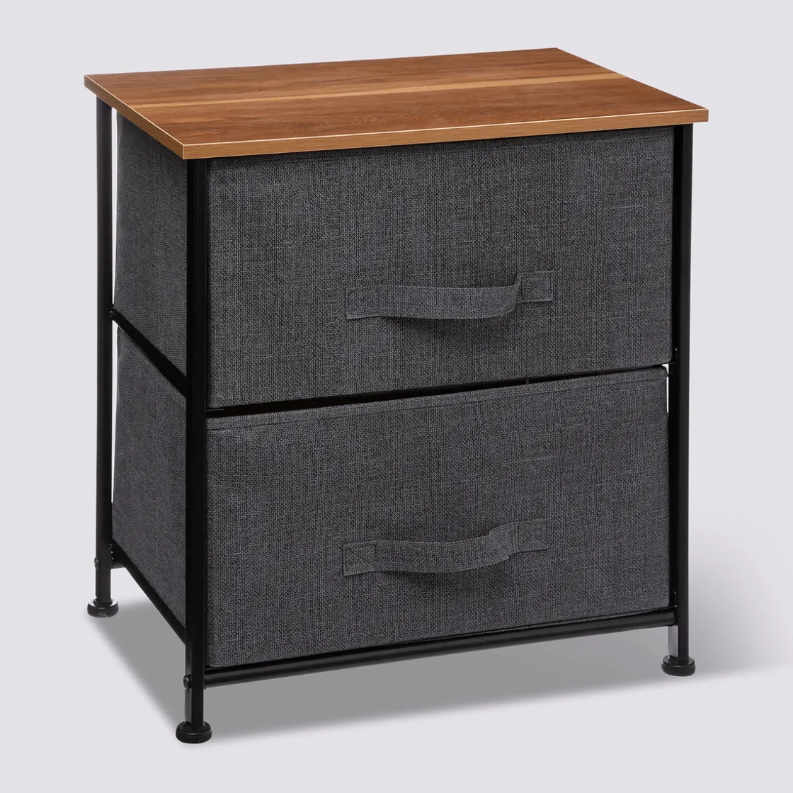 5five Table de chevet 2 tiroirs, Métal gris