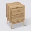 5five Table de chevet 2 tiroirs, Effet chêne naturel