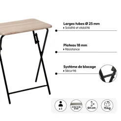 5five Table pliante 1 place, Effet bois