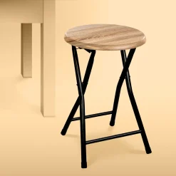 5five Tabouret pliant, Effet bois naturel