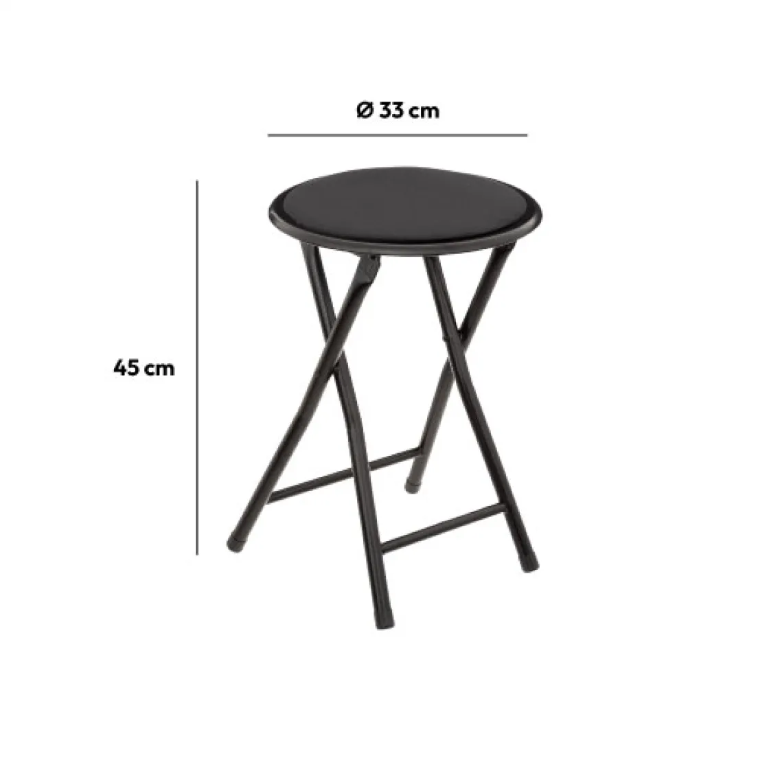 5five Tabouret pliant, Velours Noir