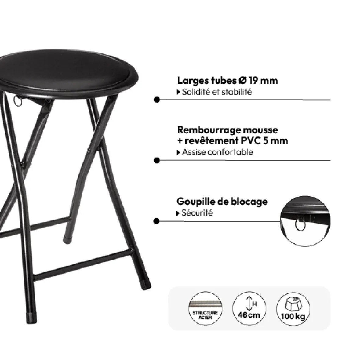 5five Tabouret pliants, Noir