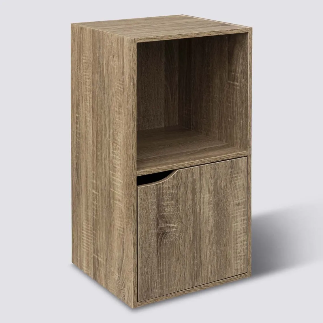 5five Étagère 2 cases 1 porte, Effet chêne naturel