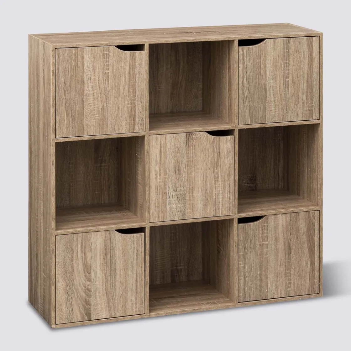 5five Étagère 9 cases avec 5 portes, Effet chêne naturel