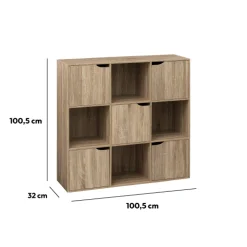 5five Étagère 9 cases avec 5 portes, Effet chêne naturel