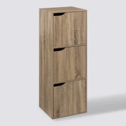 5five Étagère 3 cases avec portes, Effet chêne naturel