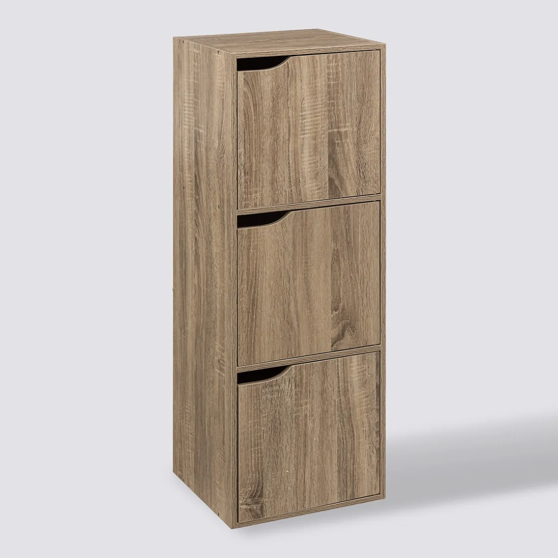 5five Étagère 3 cases avec portes, Effet chêne naturel