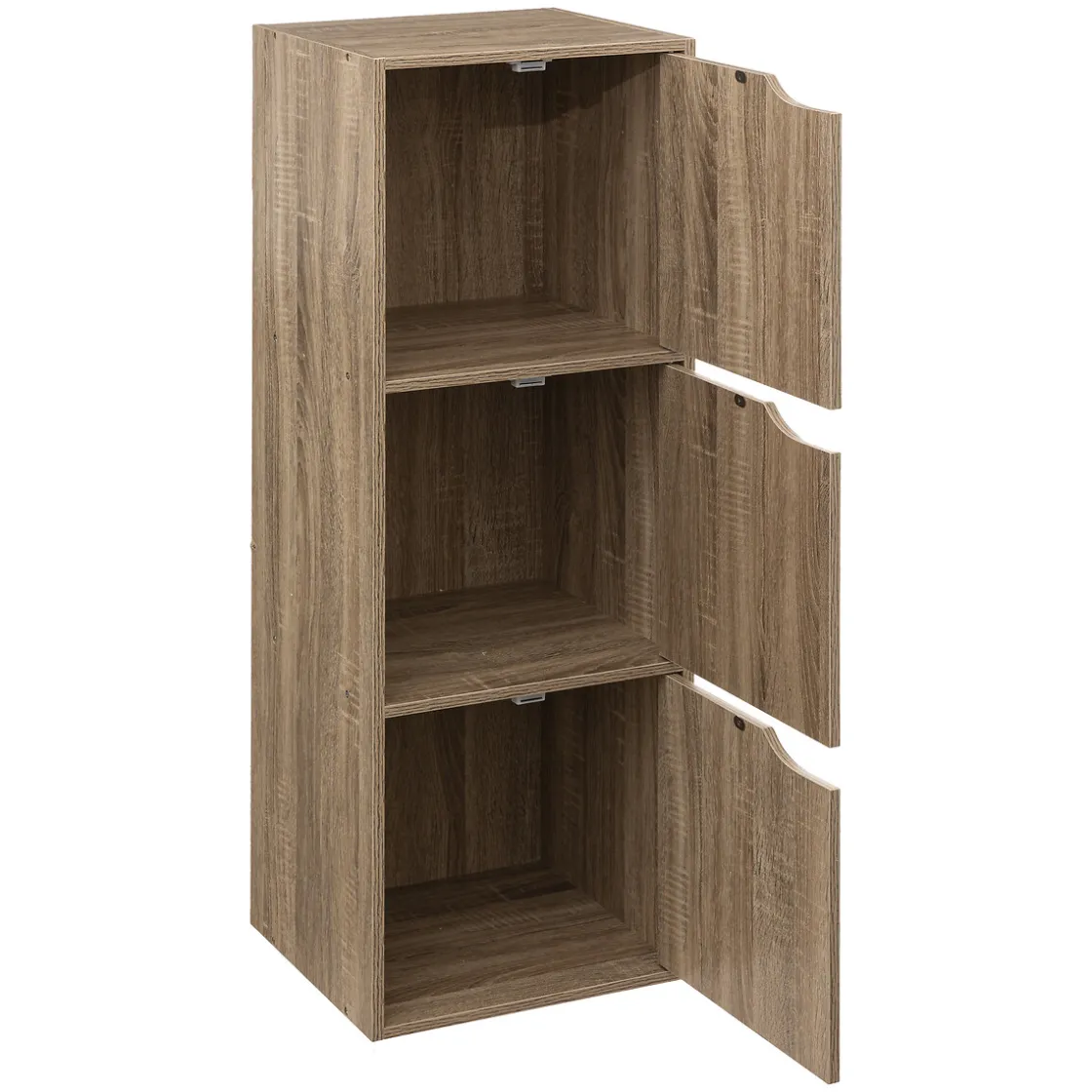 5five Étagère 3 cases avec portes, Effet chêne naturel