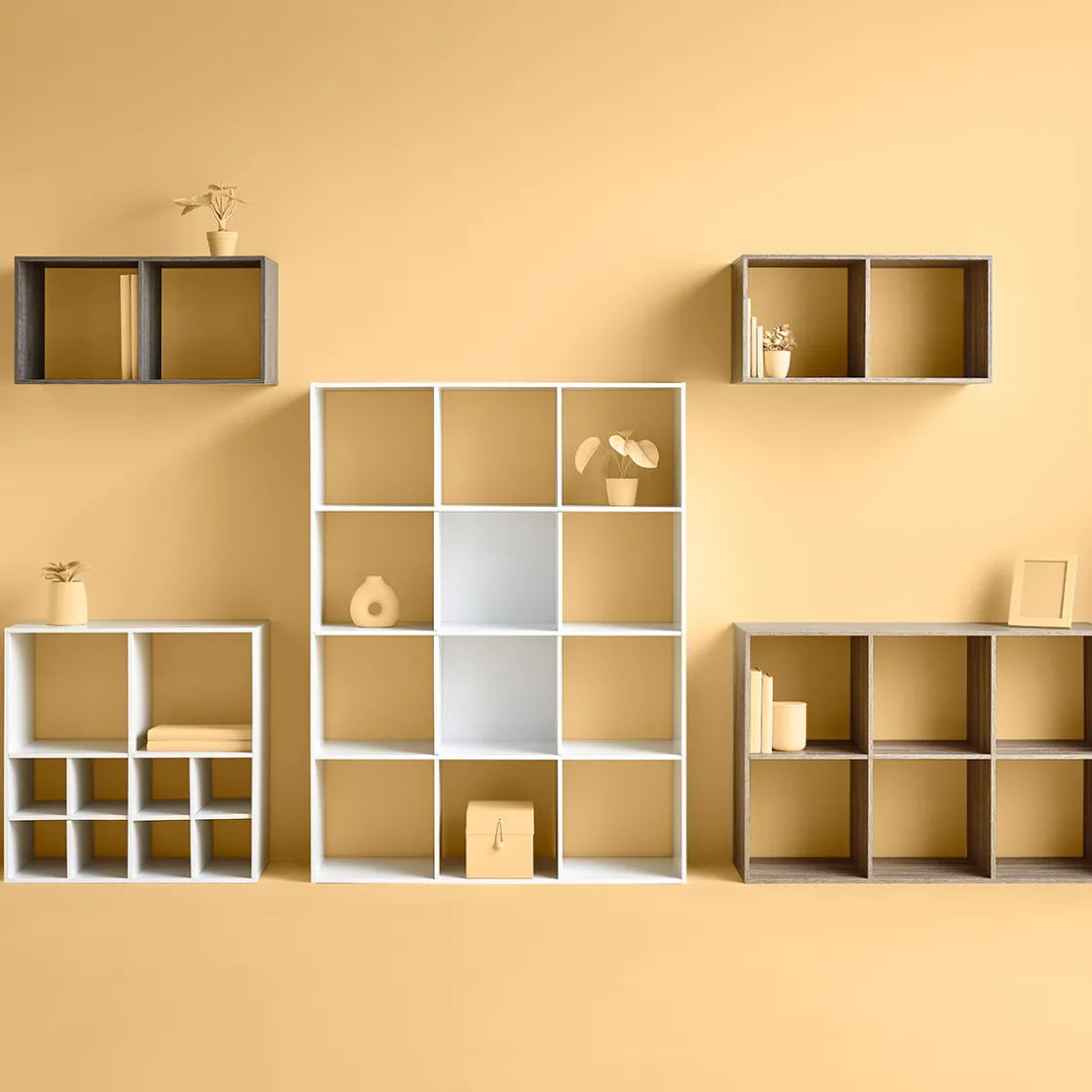 5five Étagère 2 cases indus, Effet bois foncé