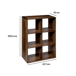 5five Étagère 6 cases indus, Effet bois foncé