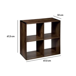 5five Étagère 4 cases indus, Effet bois foncé