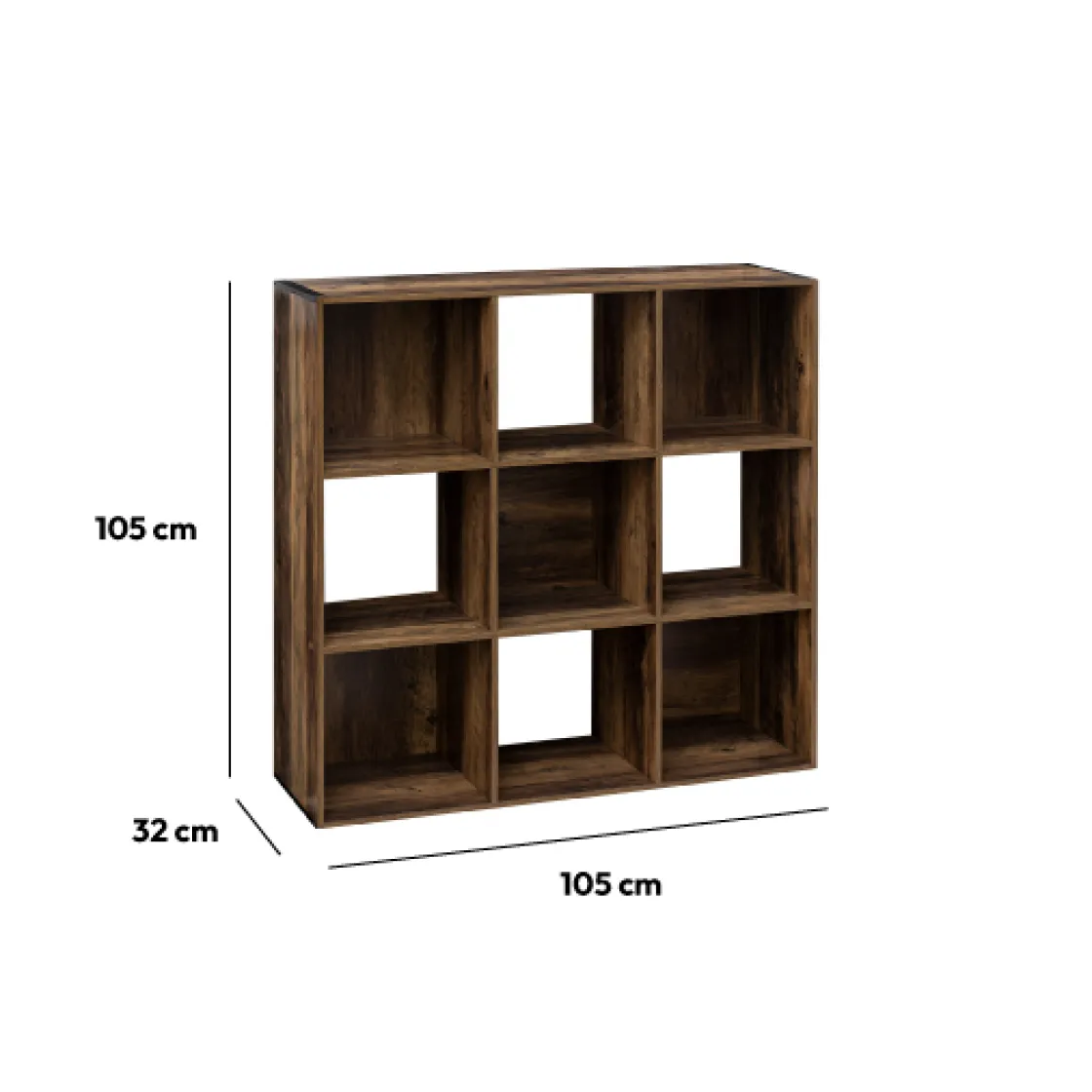 5five Étagère 9 cases indus, Effet bois foncé