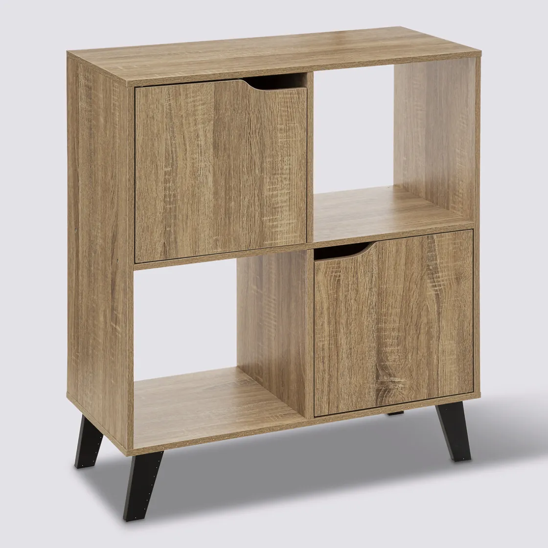 5five Étagère 4 cases porte, Effet bois naturel