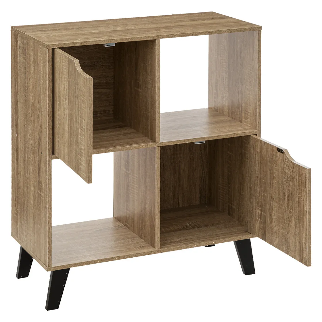 5five Étagère 4 cases porte, Effet bois naturel