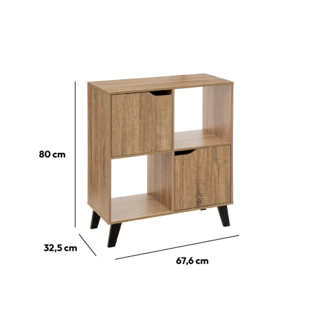 5five Étagère 4 cases porte, Effet bois naturel