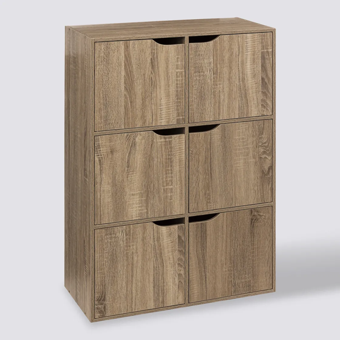 5five Étagère 6 cases porte, Effet bois naturel