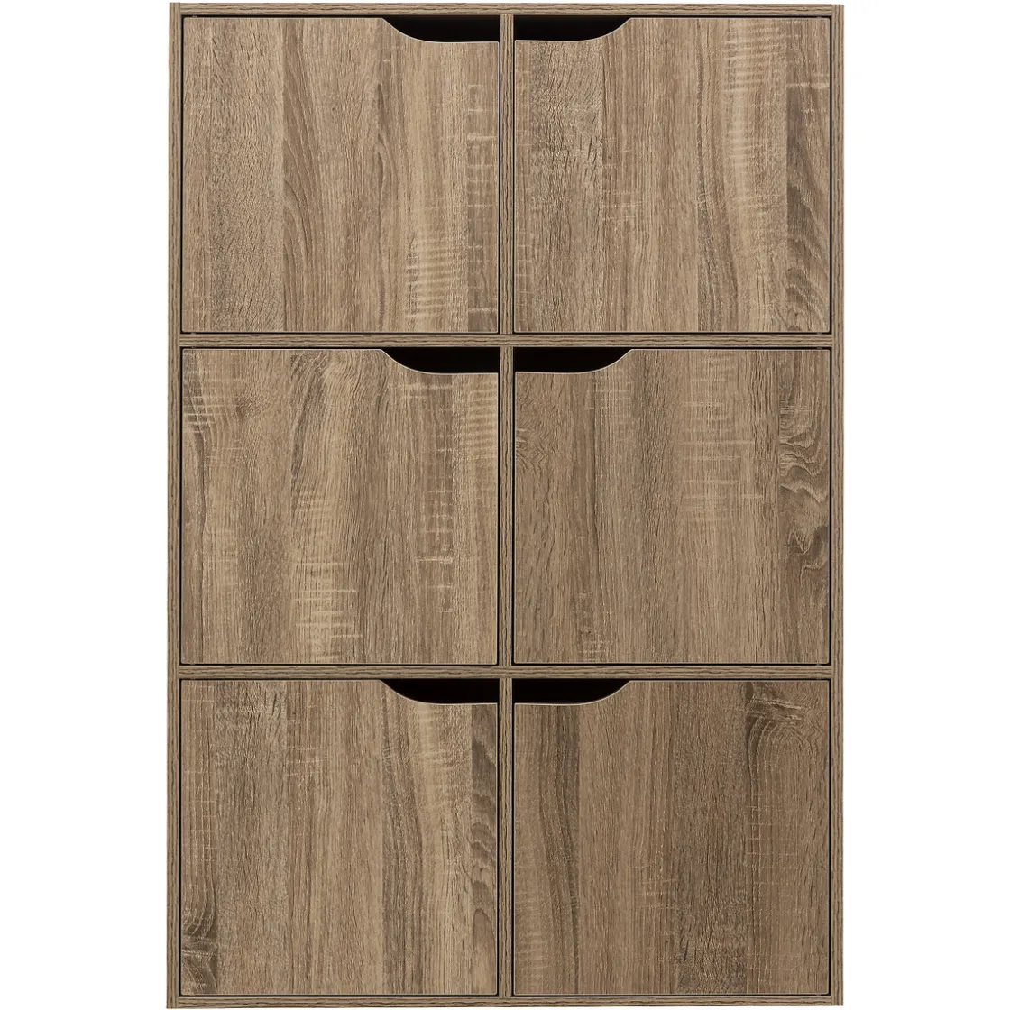5five Étagère 6 cases porte, Effet bois naturel