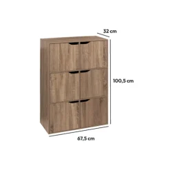 5five Étagère 6 cases porte, Effet bois naturel