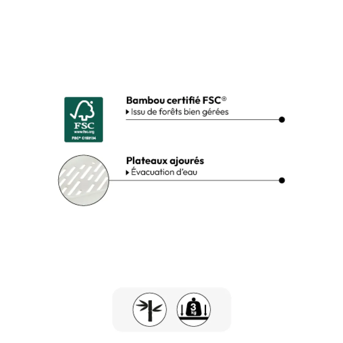 5five Étagère 3 niveaux, Bambou