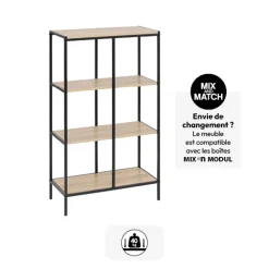 5five Étagère 4 niveaux 116x68,8cm, Effet bois