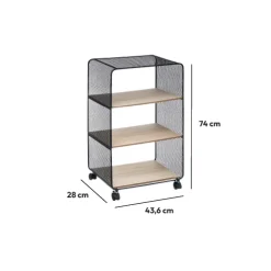 5five Étagère à roulettes 3 cases, Noir