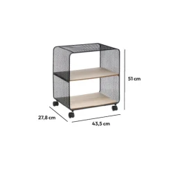 5five Étagère à roulettes 2 cases, Noir