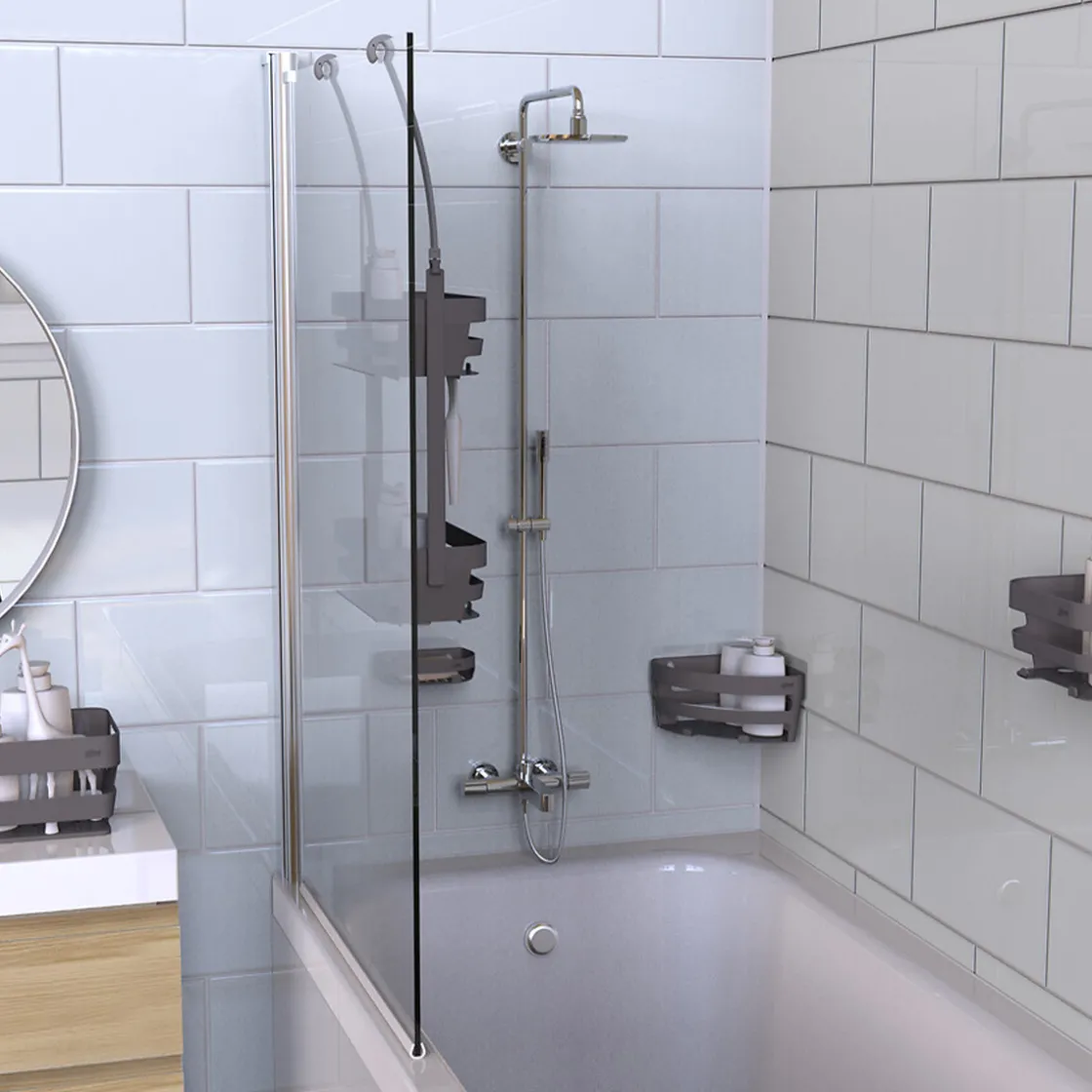 5five Étagère à ventouses, Gris