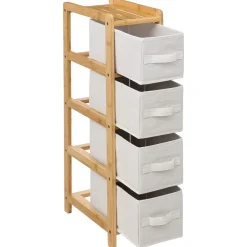 5five Étagère avec 4 paniers, Bambou