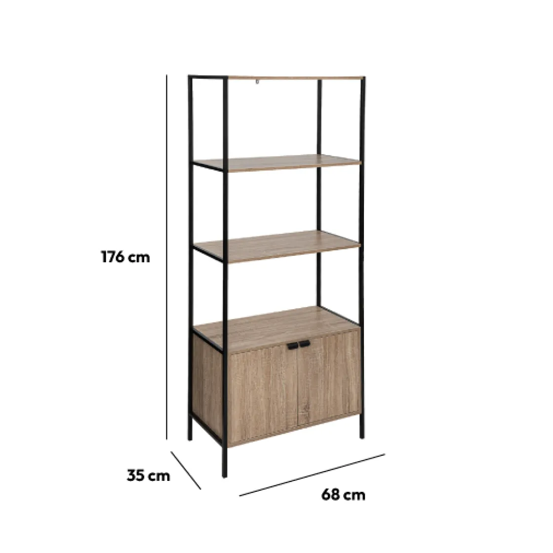5five Étagère bibliothèque 2 niveaux, Effet chêne naturel