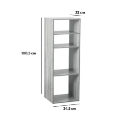 5five Étagère colonne 4 cases, Effet chêne gris