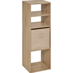 5five Étagère colonne 4 cases, Effet chêne naturel