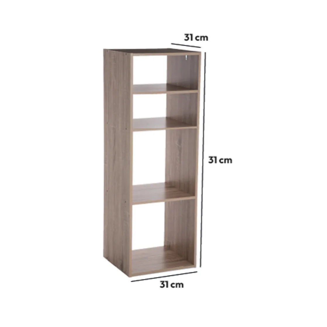 5five Étagère colonne 4 cases, Effet chêne naturel