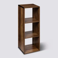 5five Étagère colonne 3 cases indus, Effet bois foncé