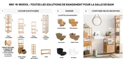 5five Étagère colonne 3 niveaux, Bambou