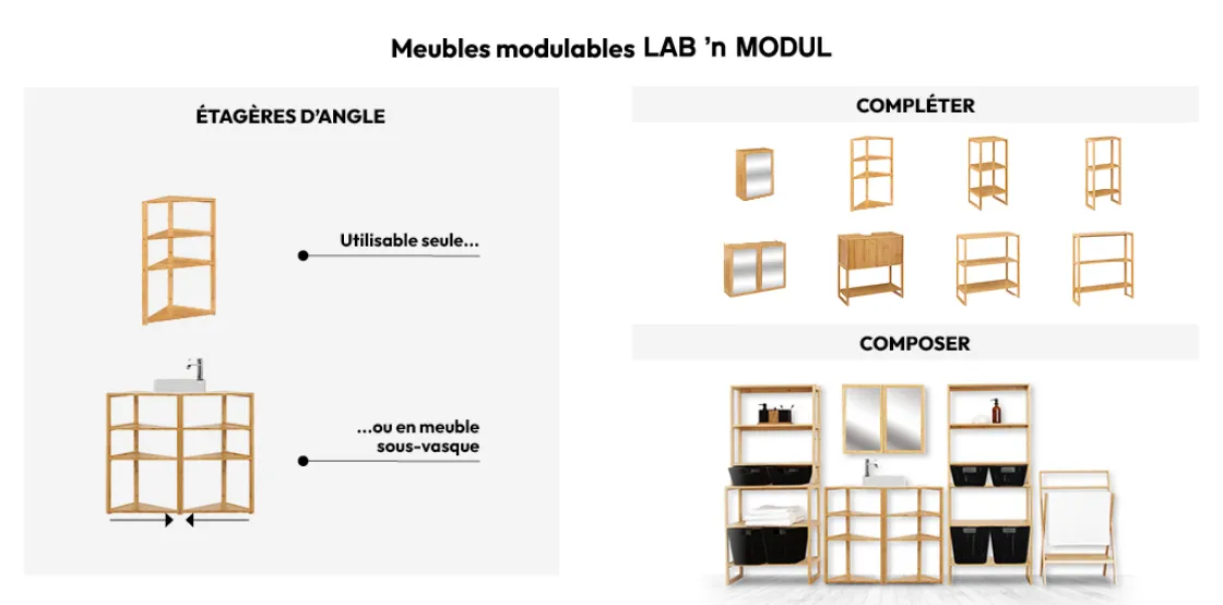 5five Étagère d'angle 3 niveaux