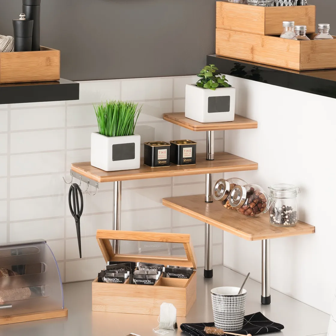 5five Étagère d'angle 3 niveaux, Inox