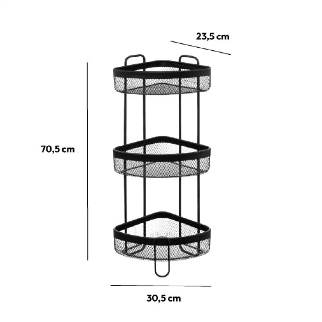 5five Étagère d'angle 3 niveaux, Métal noir