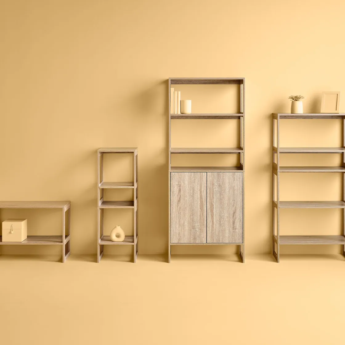 5five Étagère empilable 2 cases, Effet bois naturel