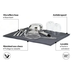 5five Tapis de vaisselle microfibre 38x50cm, Gris