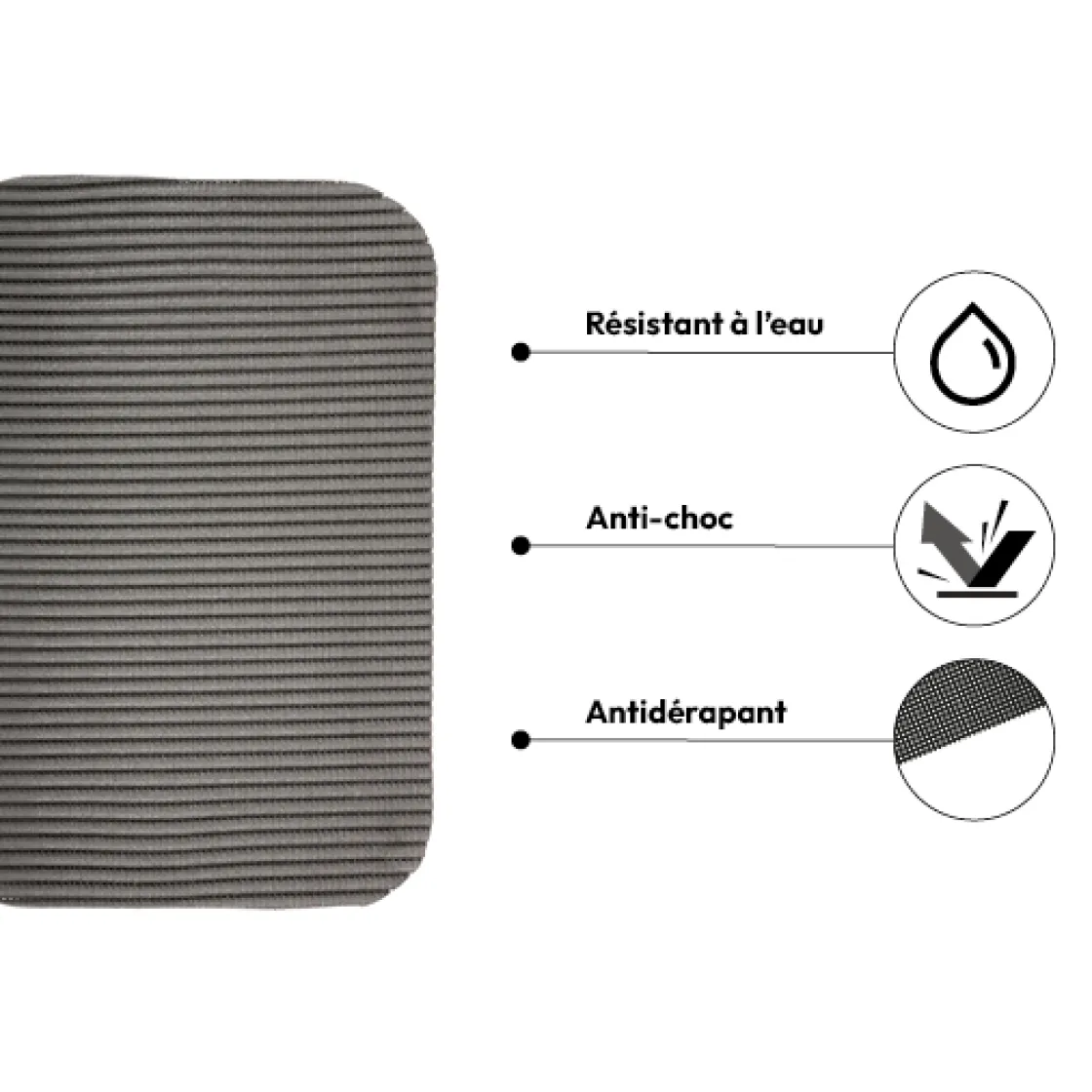 5five Tapis de vaisselle microfibre 32x44,5cm, Gris