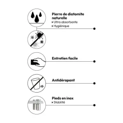 5five Tapis diatomite 28x11 cm, Gris