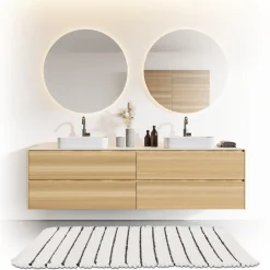 5five Tapis rayé microfibre 50x120cm - Blanc