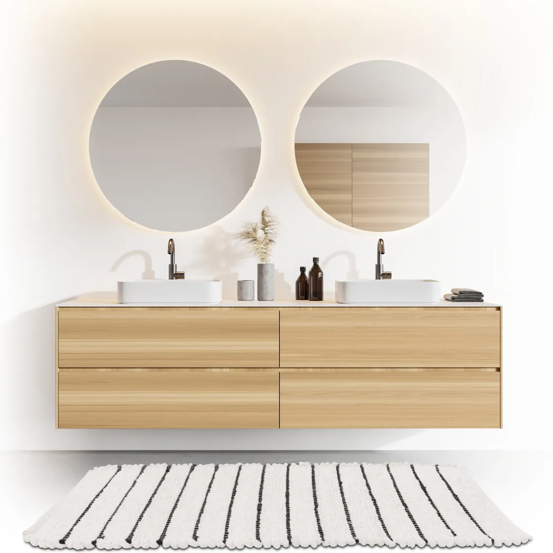 5five Tapis rayé microfibre 50x120cm - Blanc