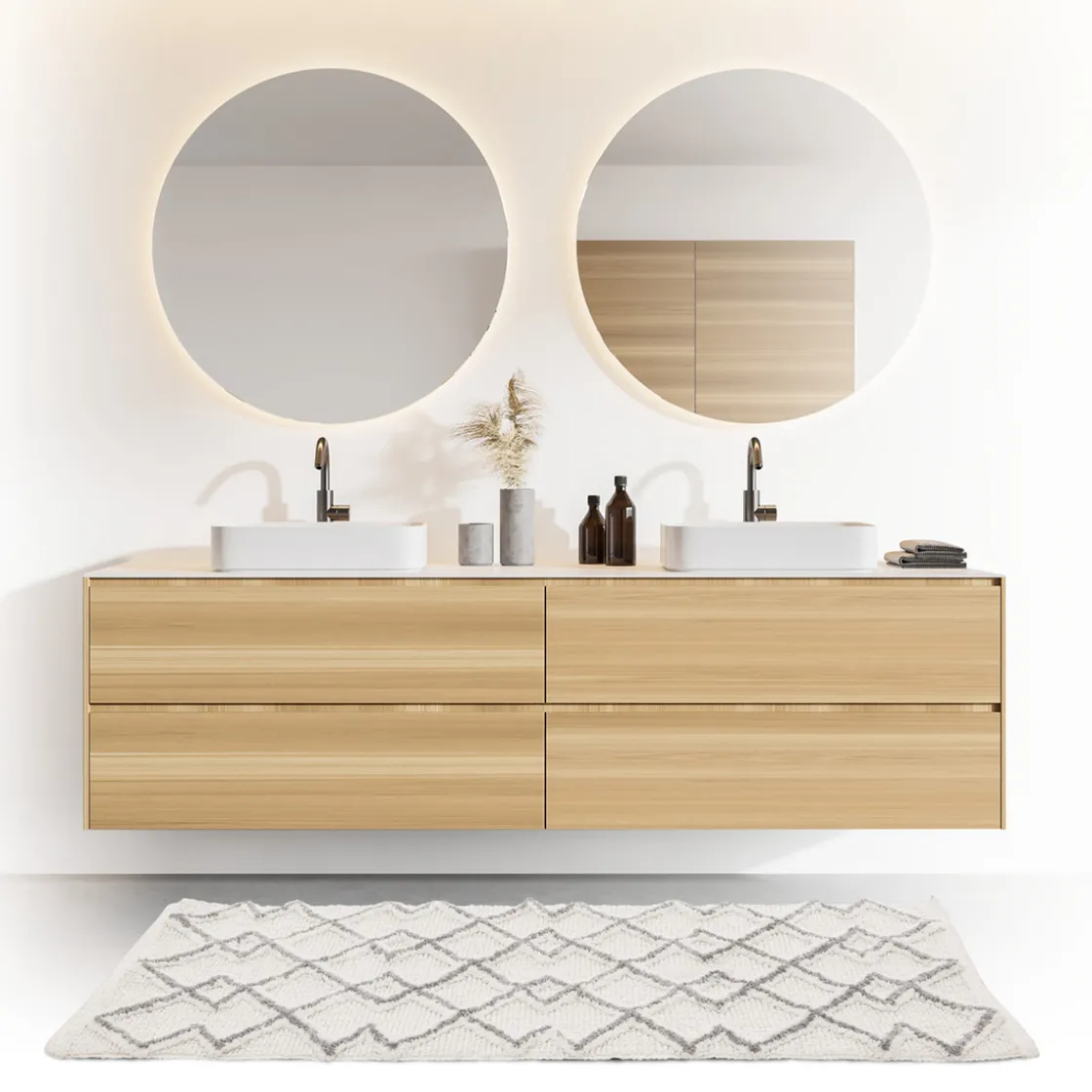 5five Tapis 120x50 cm, Gris, Blanc